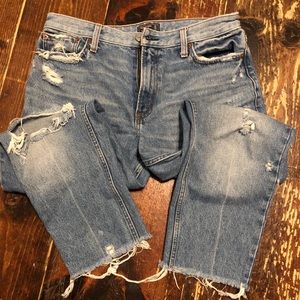 High rise distressed mom jeans
